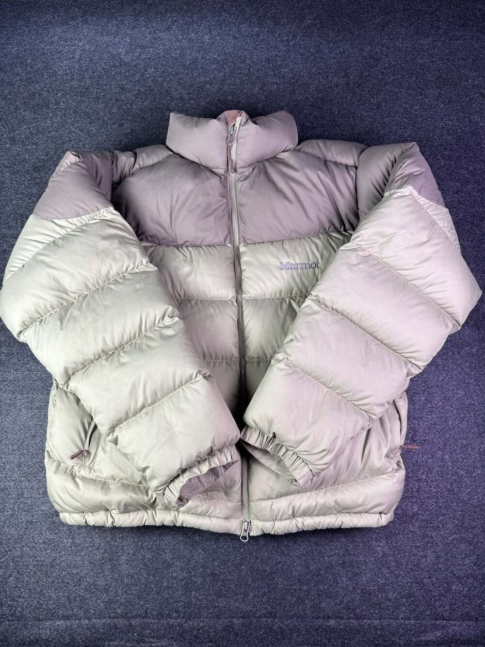 Marmot Puffer Down Jacket Size L Tan Goose Down Winter Coat